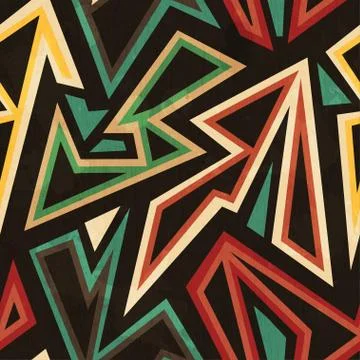 Tribal geometric seamless pattern with grunge effect Stock Illustration