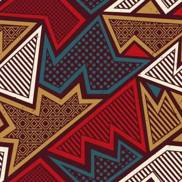 Tribal geometric seamless pattern with grunge effect Illustrazione stock