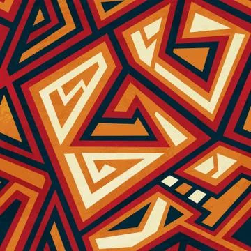 Tribal geometric seamless pattern. 스톡 일러스트