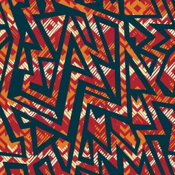 Tribal geometric seamless pattern Stock Illustration