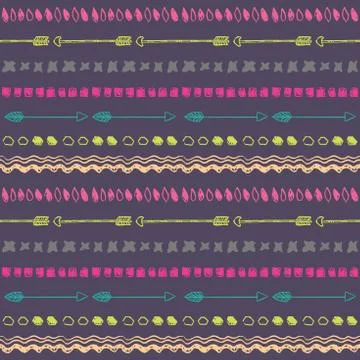 Tribal hand drawn background, ethic doodle pattern. Stock Illustration