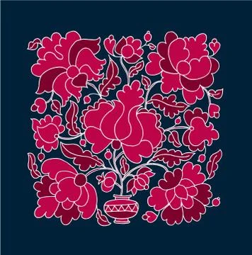 Tribal life tree pattern. Ukraine traditional peasant style motif. folk style Illustrazione stock