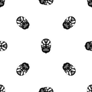 Tribal mask pattern seamless black Stock Illustration