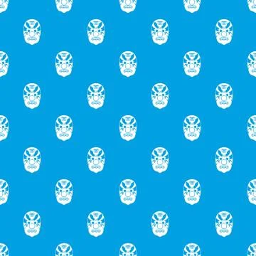 Tribal mask pattern seamless blue Stock Illustration