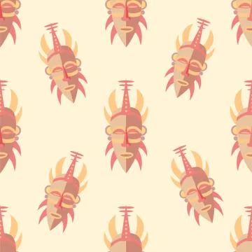 Tribal Mask. Seamless Pattern Stock Illustration