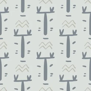 Tribal mask seamless pattern on light background. African ethnic endless wall Stock Illustration