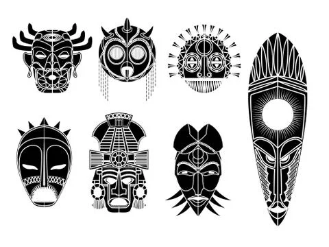 Tribal mask set 2 イラスト素材