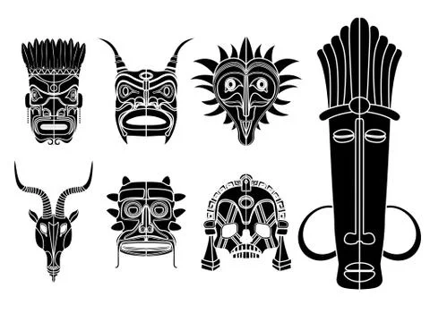 Tribal mask set イラスト素材