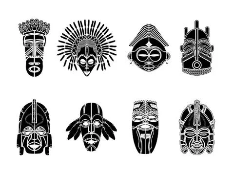 Tribal mask set イラスト素材