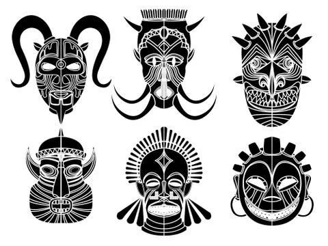 Tribal mask set イラスト素材