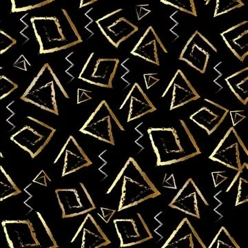 Tribal meander vector seamless pattern. Black geometric background. Abstract Stock Illustration
