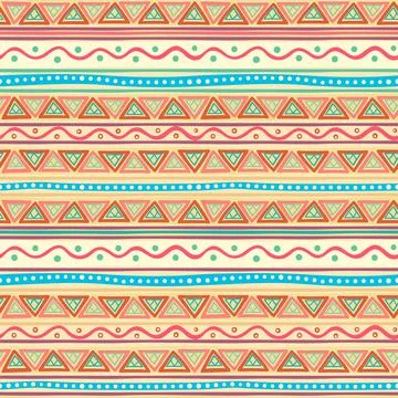 Tribal multicolored striped pattern Stock Illustration