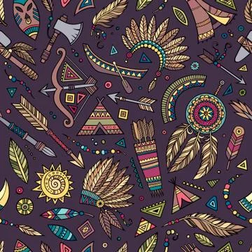 Tribal native ethnic seamless pattern 스톡 일러스트