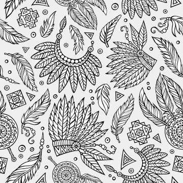 Tribal native ethnic seamless pattern Illustrazione stock