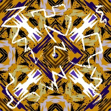 Tribal ornamental vector seamless pattern. Folk abstract colorful background. Stock Illustration