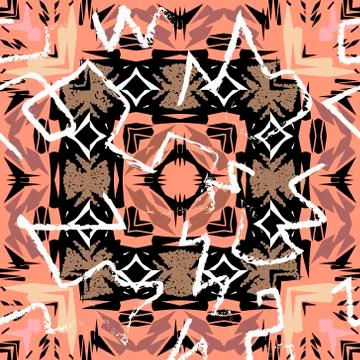 Tribal ornamental vector seamless pattern. Folk abstract colorful background. Stock Illustration