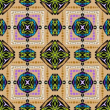 Tribal ornamental vector seamless pattern. Folk abstract colorful background. Illustrazione stock