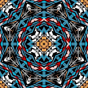 Tribal ornamental vector seamless pattern. Folk abstract colorful background. 스톡 일러스트