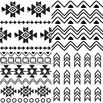 Tribal pattern collection, Aztec background set Ilustración de archivo