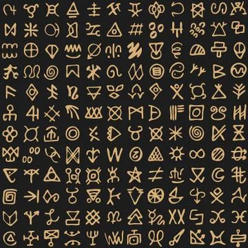 Tribal pattern with symbols ancient style vintage illustration background Illustrazione stock
