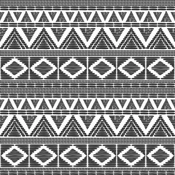 Tribal pattern vector in black white colors. Stock Illustration