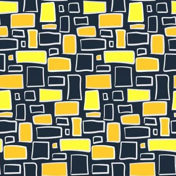 Tribal pattern with yellow rectangles on black Stock Illustration