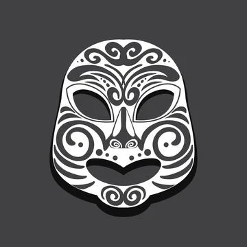 Tribal Patterned Mask Vector on Dark Background 스톡 일러스트