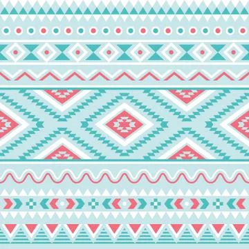 Tribal seamless pattern, aztec blue and pink background Ilustración de archivo