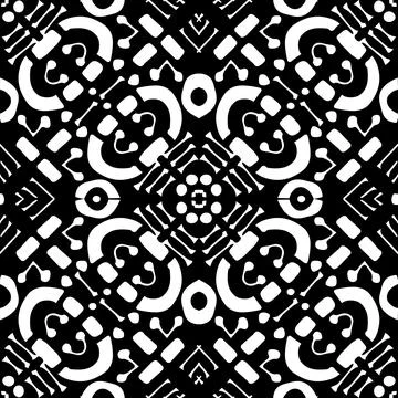 Tribal seamless pattern on black background. Fantasy vector illustration with Stock Illustration