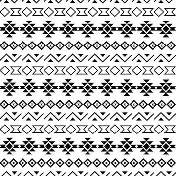 Tribal seamless pattern black on white background. Stock Illustration