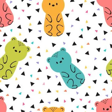 Tribal seamless pattern with cute hand drawn bears. Childish design texture.. Stock Illustration