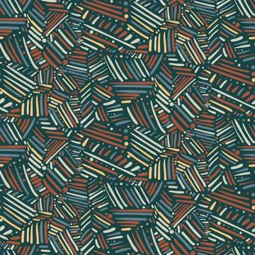Tribal seamless pattern with hand drawn lines Stock Illustration