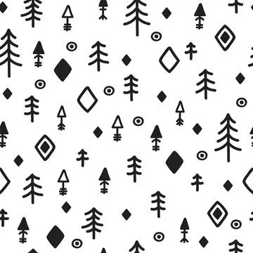 Tribal seamless pattern with sketch elements. Abstract geometric art print... Stock Illustration