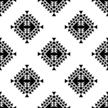 Tribal seamless repeat pattern with geometric shape. Stock Illustration