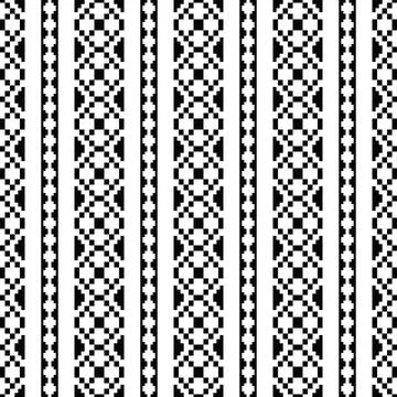 Tribal seamless stripe pattern. Pixel border style vector illustration. 스톡 일러스트