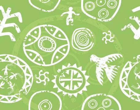 Tribal seamless vector texture - immitation of ancient rock paintings (petrog Stock Illustration