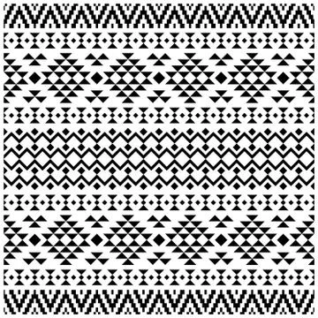 Tribal striped seamless pattern. Geometric black-white background Stock Illustration