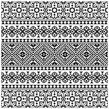 Tribal striped seamless pattern. Geometric black-white background Stock Illustration