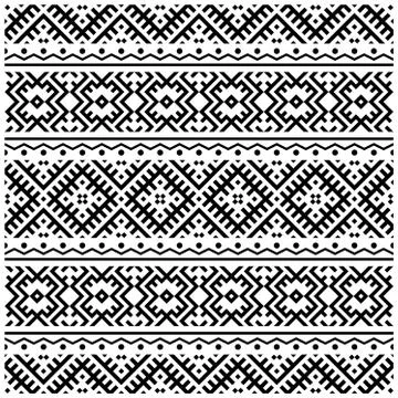 Tribal striped seamless pattern. Geometric black-white background Stock Illustration