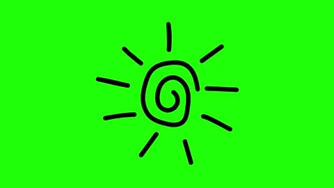 Tribal Sun Hand Drawn Icon on Green Background Stock Footage 329192010