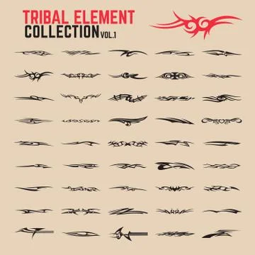 Tribal Tattoo Design Elements Set Stock Illustration
