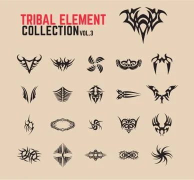 Tribal Tattoo Design Elements Set Stock Illustration