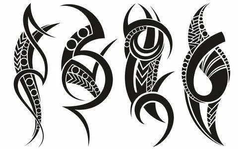 Tribal Tattoo Design Elements Set. Vector tattoo illustration Stockillustratie