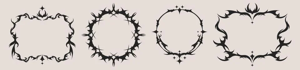 Tribal tattoo frames set isolated on background Stock Illustration