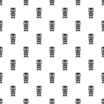 Tribal tiki idol pattern on white background Stock Illustration