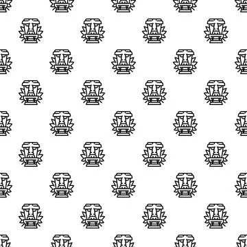 Tribal tiki mask pattern creating seamless background Stock Illustration