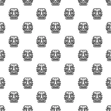 Tribal tiki mask repeating pattern design Stock Illustration