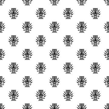Tribal tiki patterns creating seamless background design Illustrazione stock