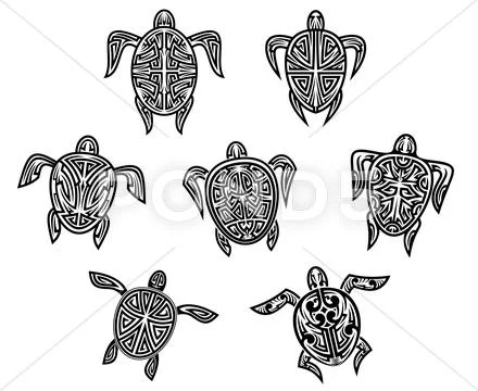 Tribal turtles tattoos Stock Illustration