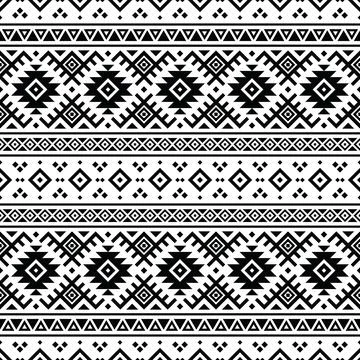 Tribal vector seamless Aztec pattern. Black and white colors. Stock Illustration